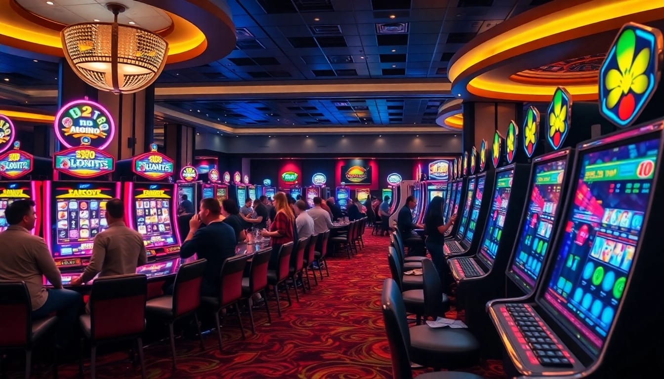 Exciting scene of players enjoying slot gacor games in a vibrant casino atmosphere.