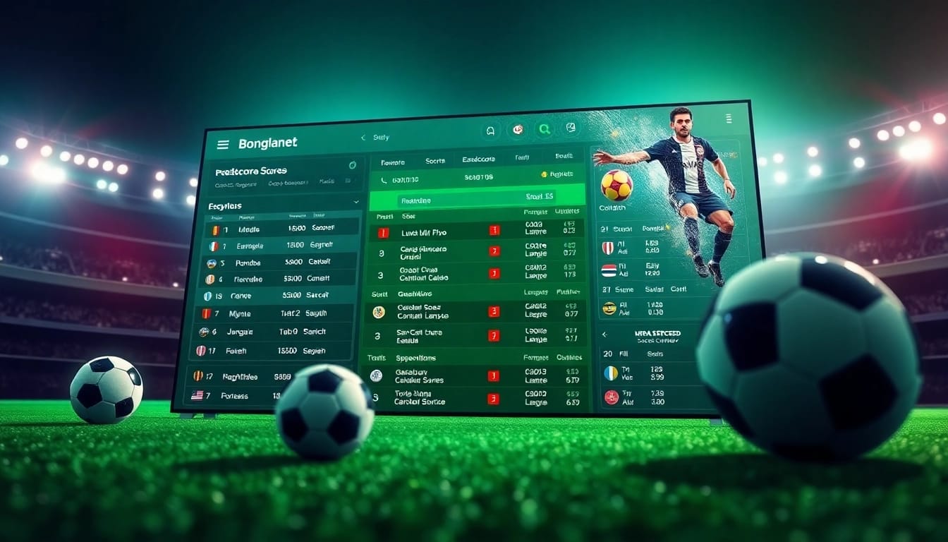 Bongdanet sports dashboard displaying live soccer scores and detailed statistics for an engaging experience.