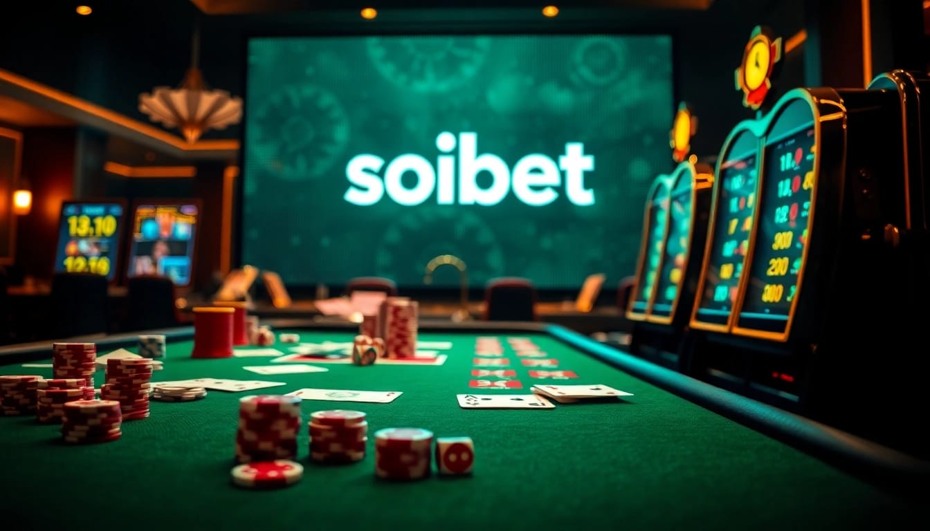 Engaging gambling scene featuring soibet ไทย, poker chips, and exciting casino games.