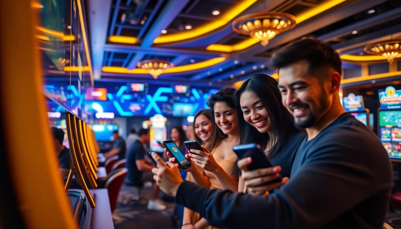 The E88 app enhances online gaming experiences in a vibrant casino setting, showcasing user-friendly interfaces and exciting gameplay.
