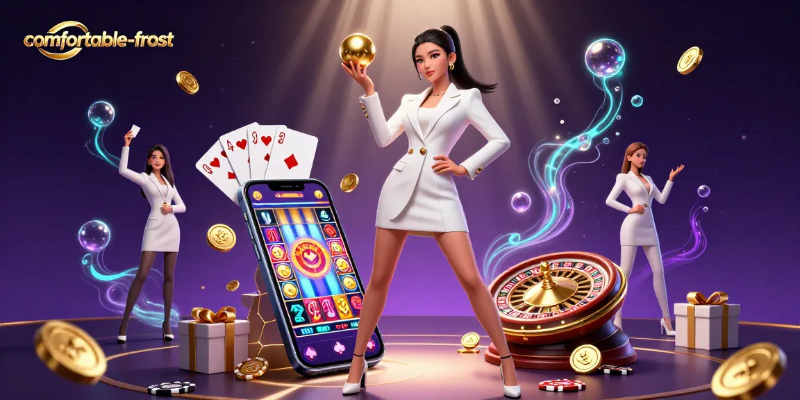 Play and win at comfortable-frost with a stunning illustration of a glamorous casino scene featuring vibrant gaming elements.