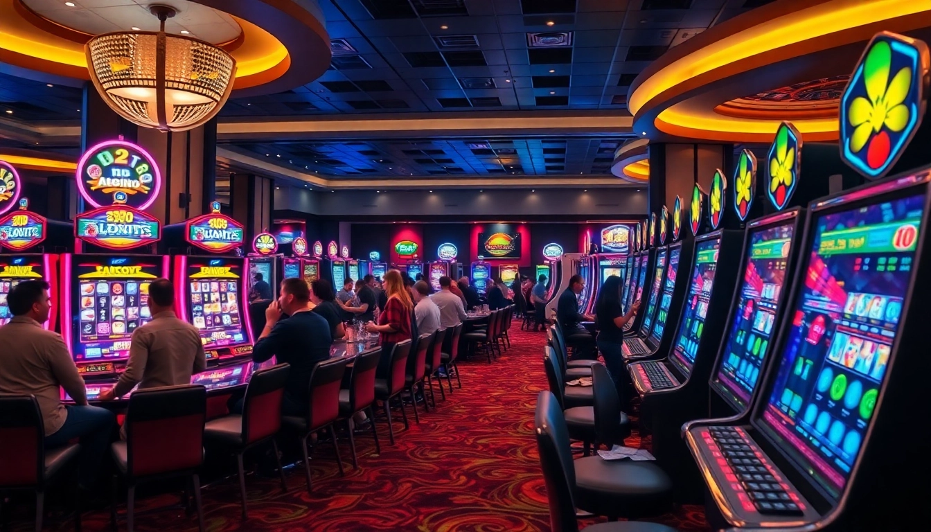 Exciting scene of players enjoying slot gacor games in a vibrant casino atmosphere.