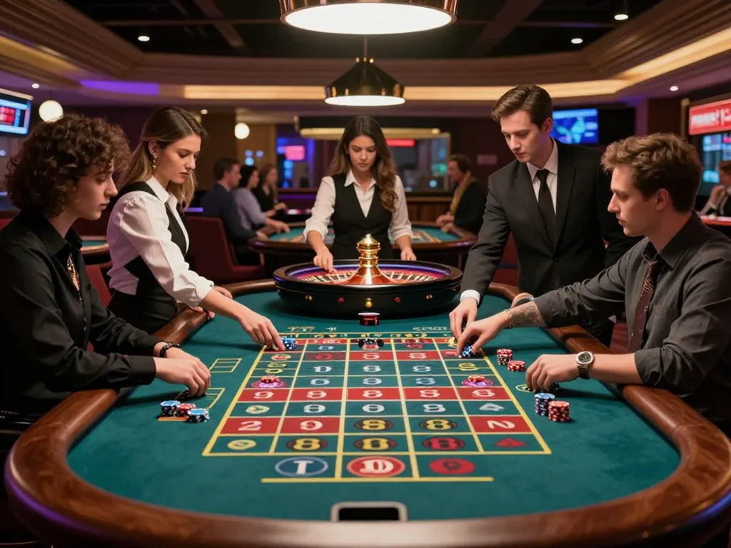 Players engaging in an exciting roulette game at 789win casino, capturing the thrill of high-stakes betting.