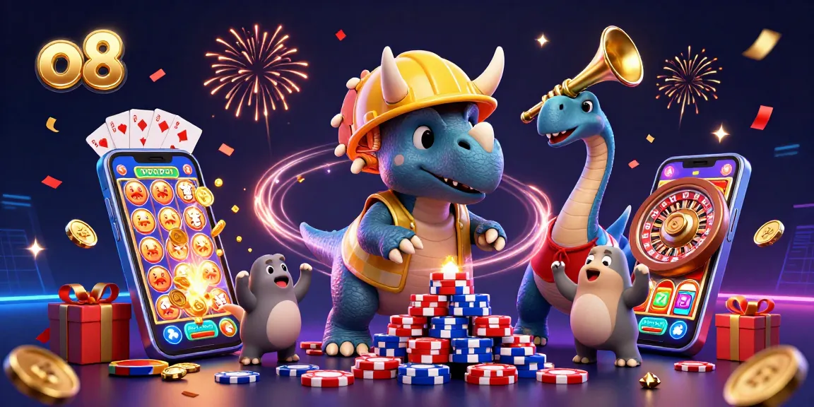 Experience the thrill of gaming at o8 with a vibrant 3D casino scene filled with excitement.