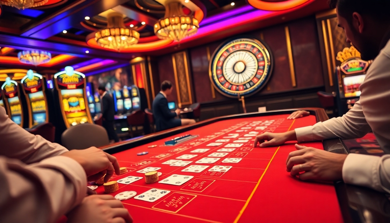 Players enjoy Baccarat at Haywin's vibrant casino, showcasing luxury and excitement in gambling.