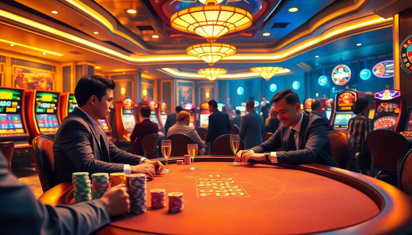 Experience the thrilling world of hoat hinh kungfu as players engage in a high-stakes poker game at a luxurious casino.