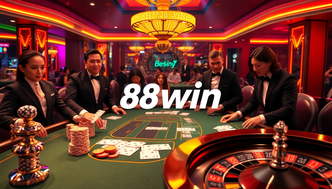 Players enjoying a professional poker game at 68win, highlighting excitement and elegance in a luxurious casino setting.