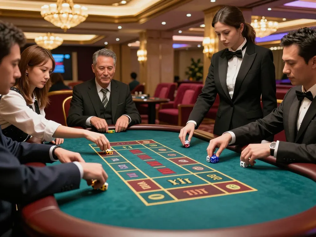 Tài Xỉu players eagerly placing bets during a lively casino game, highlighting the excitement and stakes involved