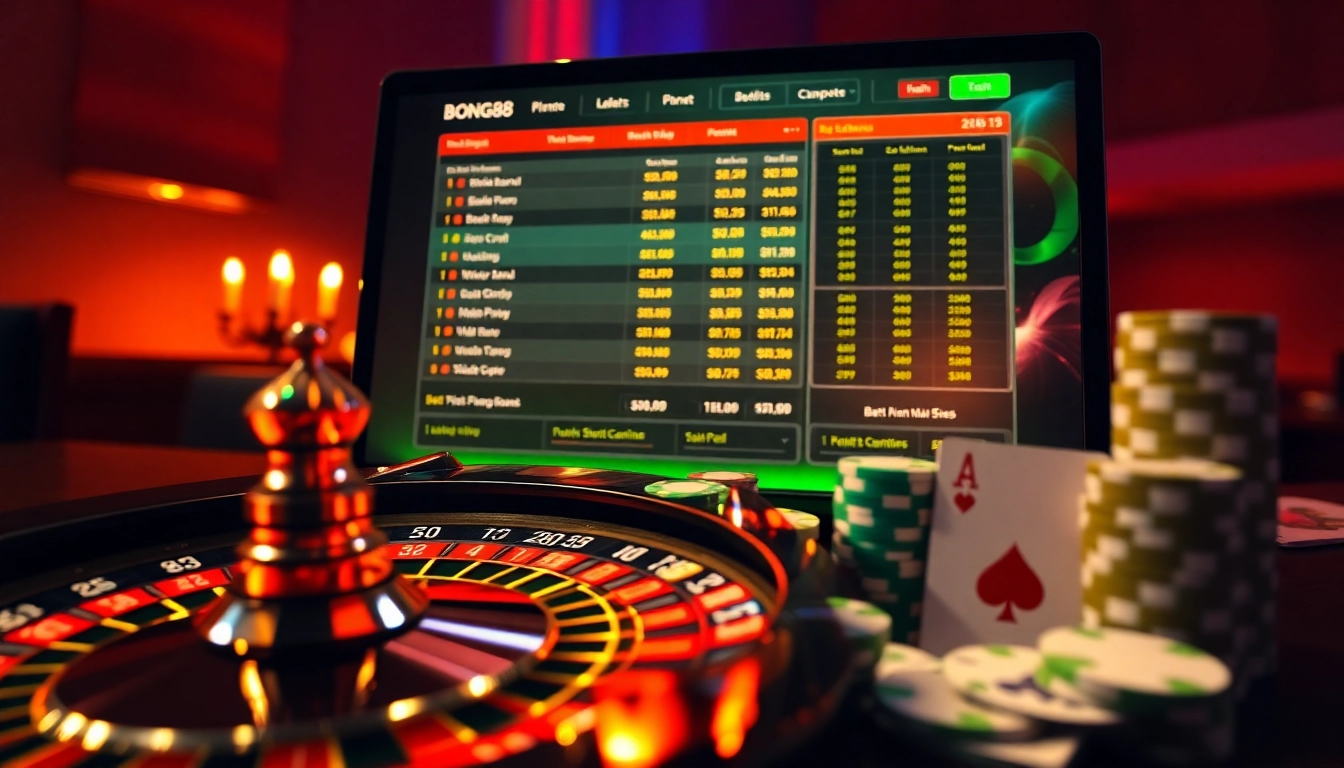 bong88 soi kèo hôm nay shows exciting betting options on a sleek online interface with casino elements.