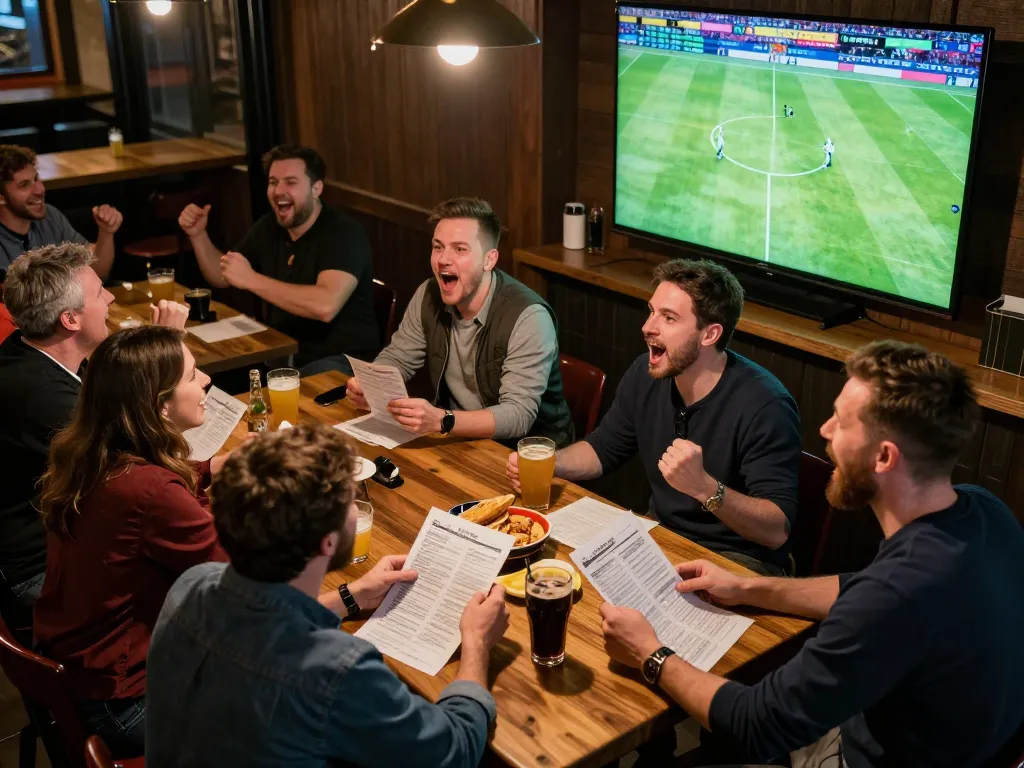 Engaging sports betting scene at a pub, showcasing excitement on abc8go.
