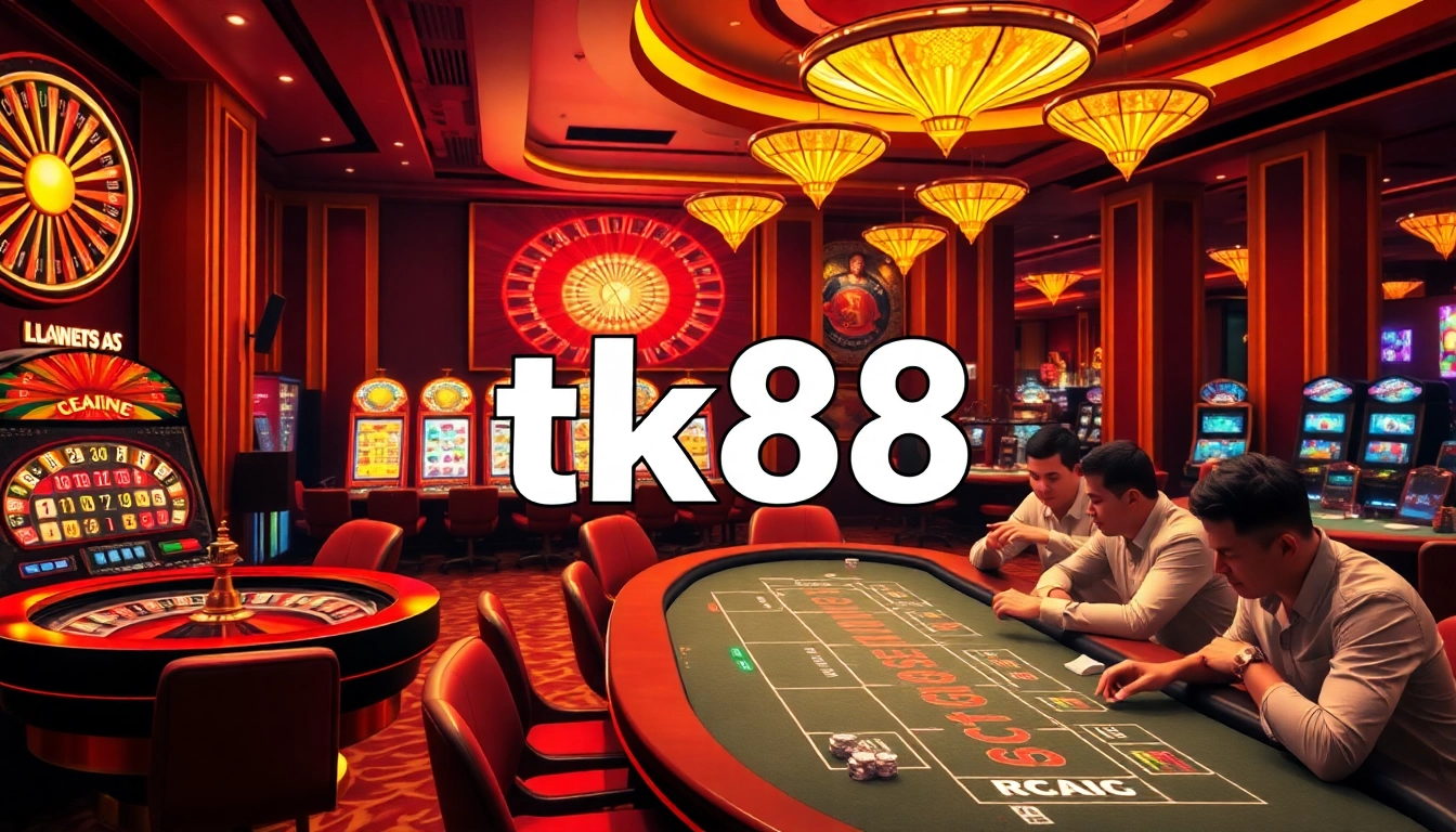 Players enjoying an exciting game at tk88 online casino with vibrant gaming elements.