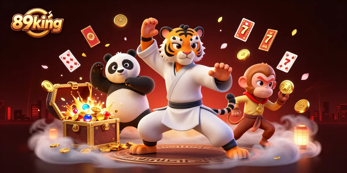 Betting with 89king at an online casino featuring a fun dynamic scene with elements from slot gaming, celebrating jackpots.