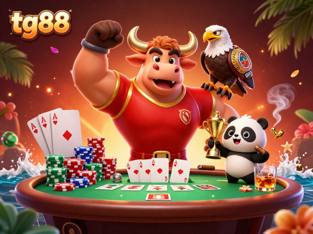 Experience thrilling victories at tg88 with fun characters surrounded by poker elements.