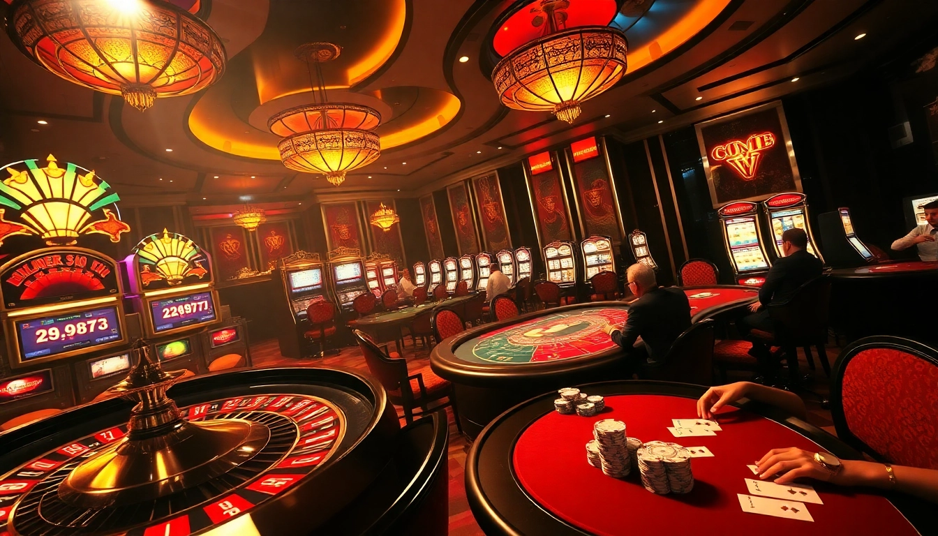 Experience the thrill of game 789WIN at a luxurious casino with exciting tables and colorful chips.