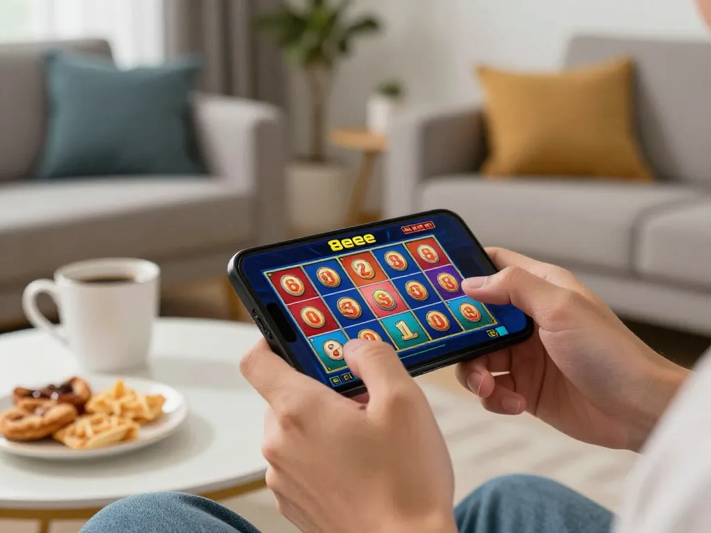 Engaging gameplay on the 8eee app highlights a player's strategy for winning in mobile slots.