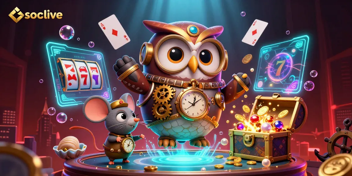 Socolive delivers thrilling casino action featuring steampunk characters amidst vibrant gambling elements.
