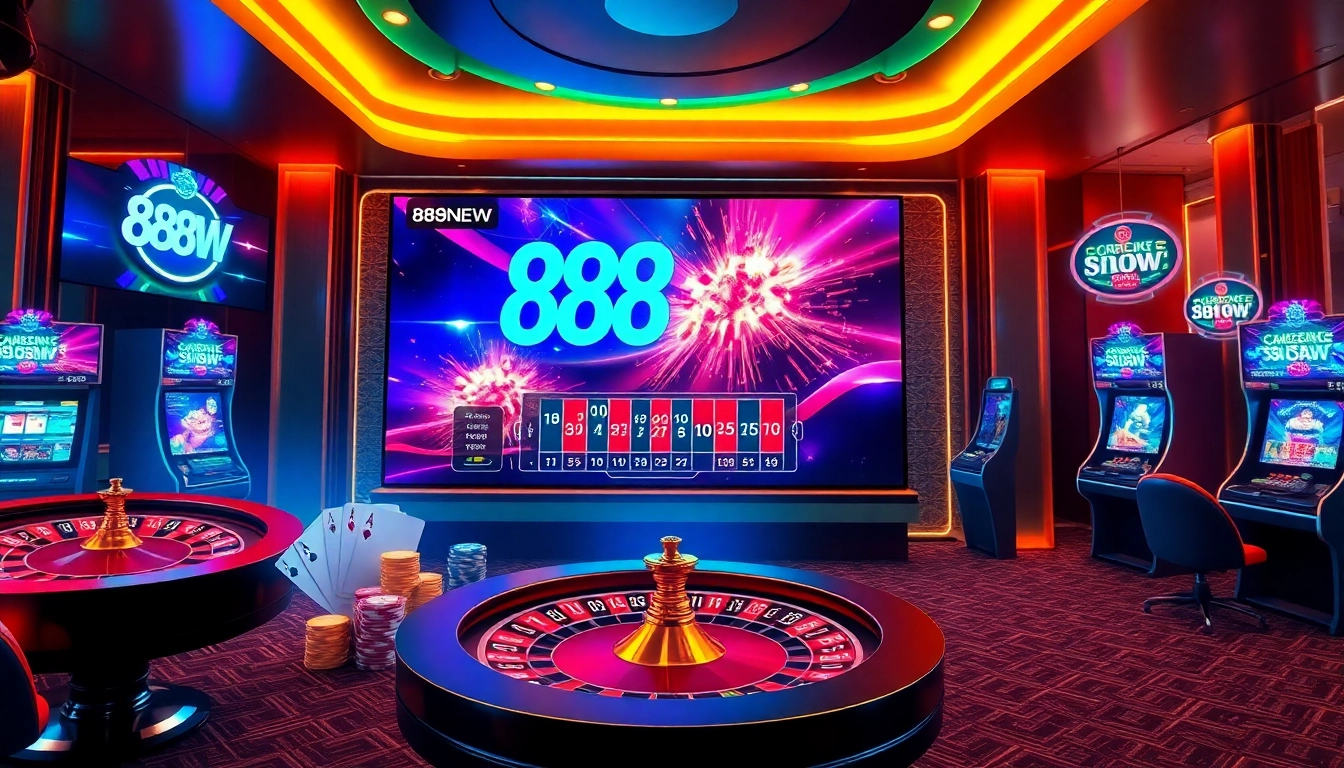 Experience the thrills of gambling at nhà cái 888NEW with online games, slot machines, and vibrant casino visuals.