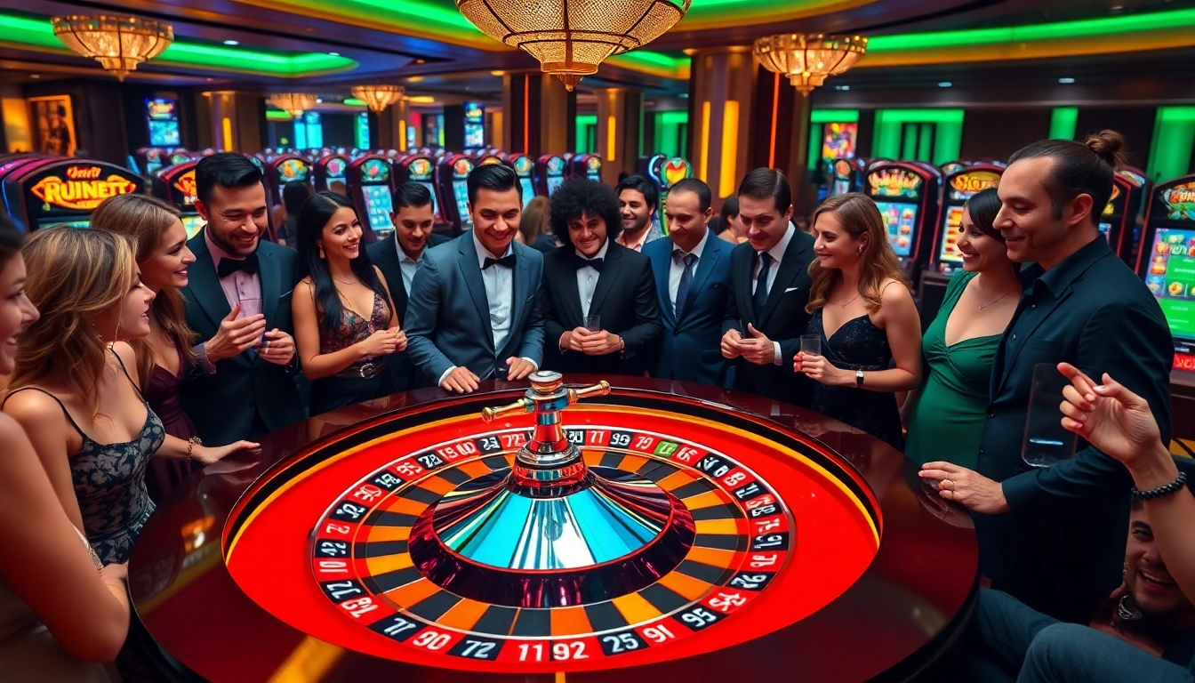 Gamblers playing at an exciting 788t roulette table with vibrant chips and live action.