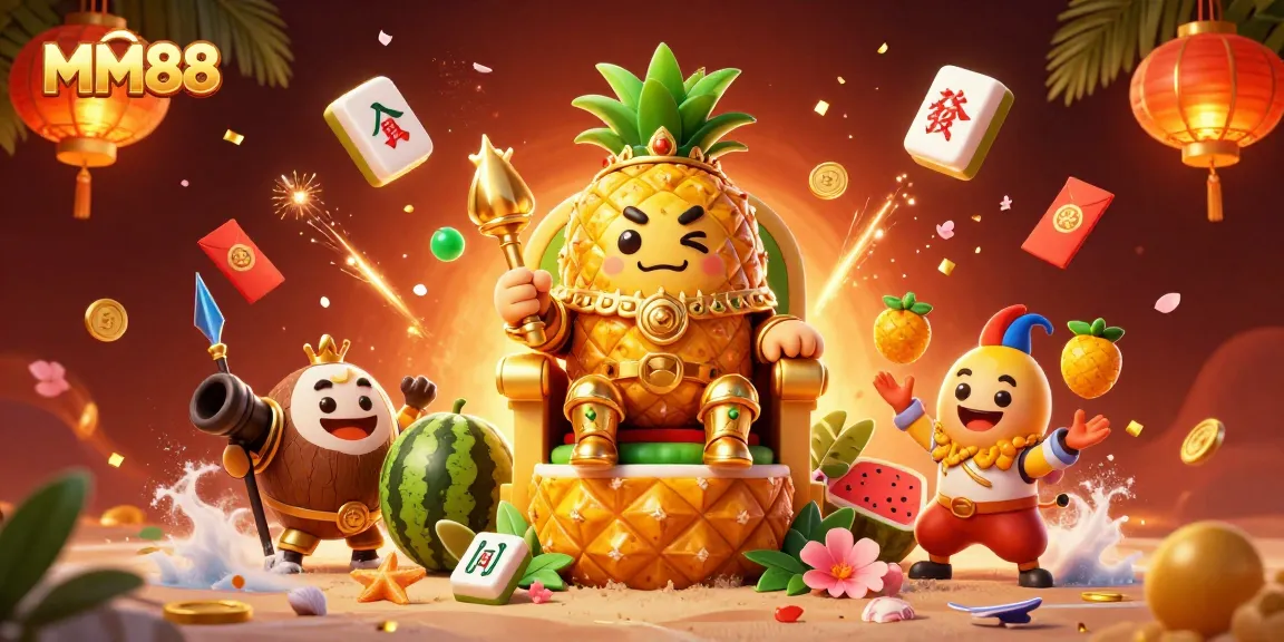 Engage in immersive gaming with MM88's vibrant 3D casino-themed illustration featuring lively characters and dynamic elements.