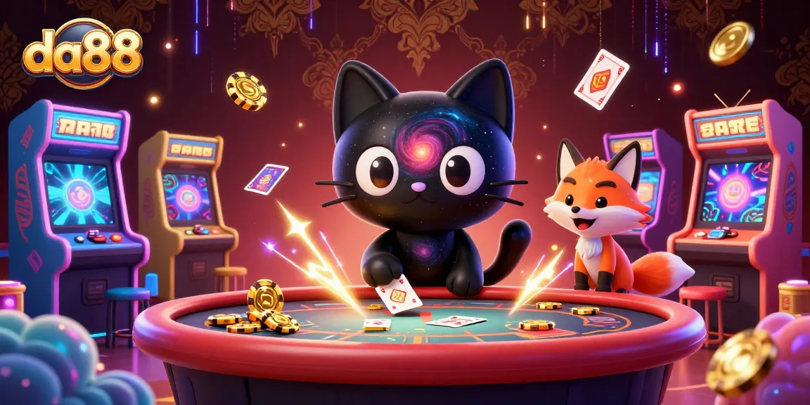 Engage with da88 at a cosmic casino, where the black hole cat and nebula fox draw in golden chips.