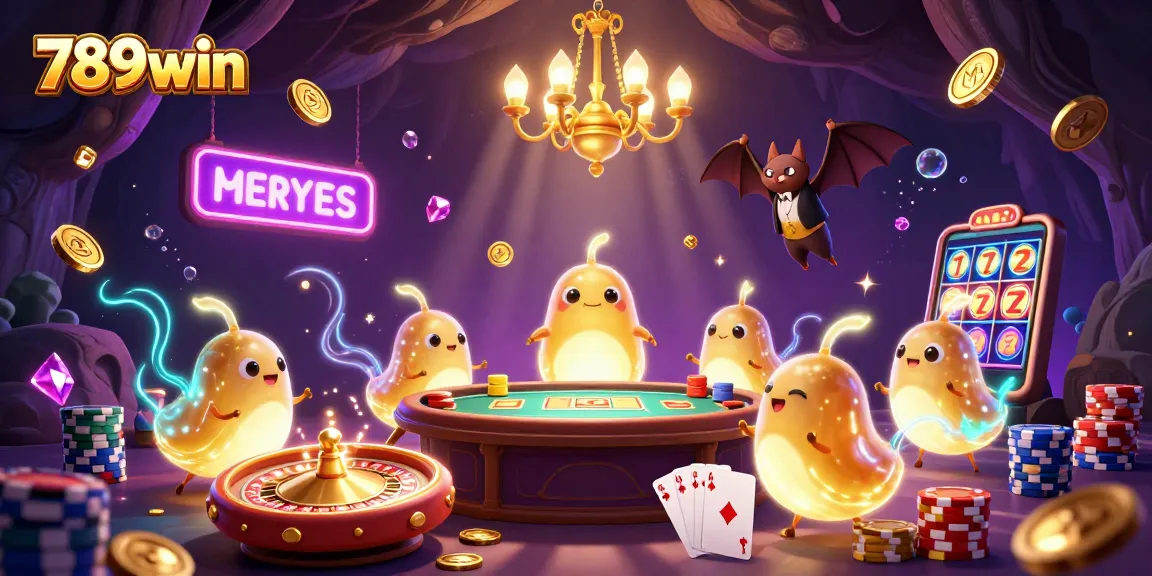 Experience the vibrant atmosphere of 789win with glowing characters and dynamic casino elements.
