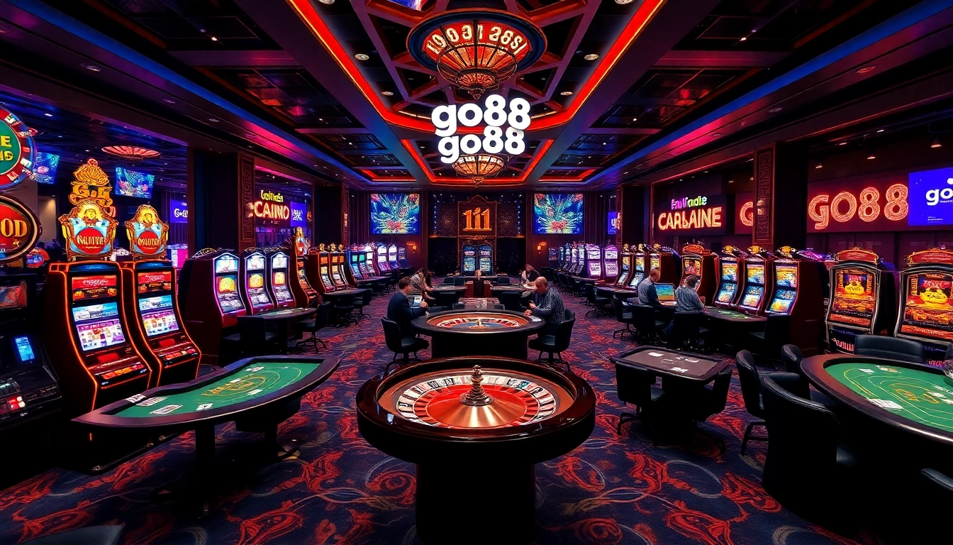 go88 players enjoy thrilling casino action with vibrant tables and slot machines