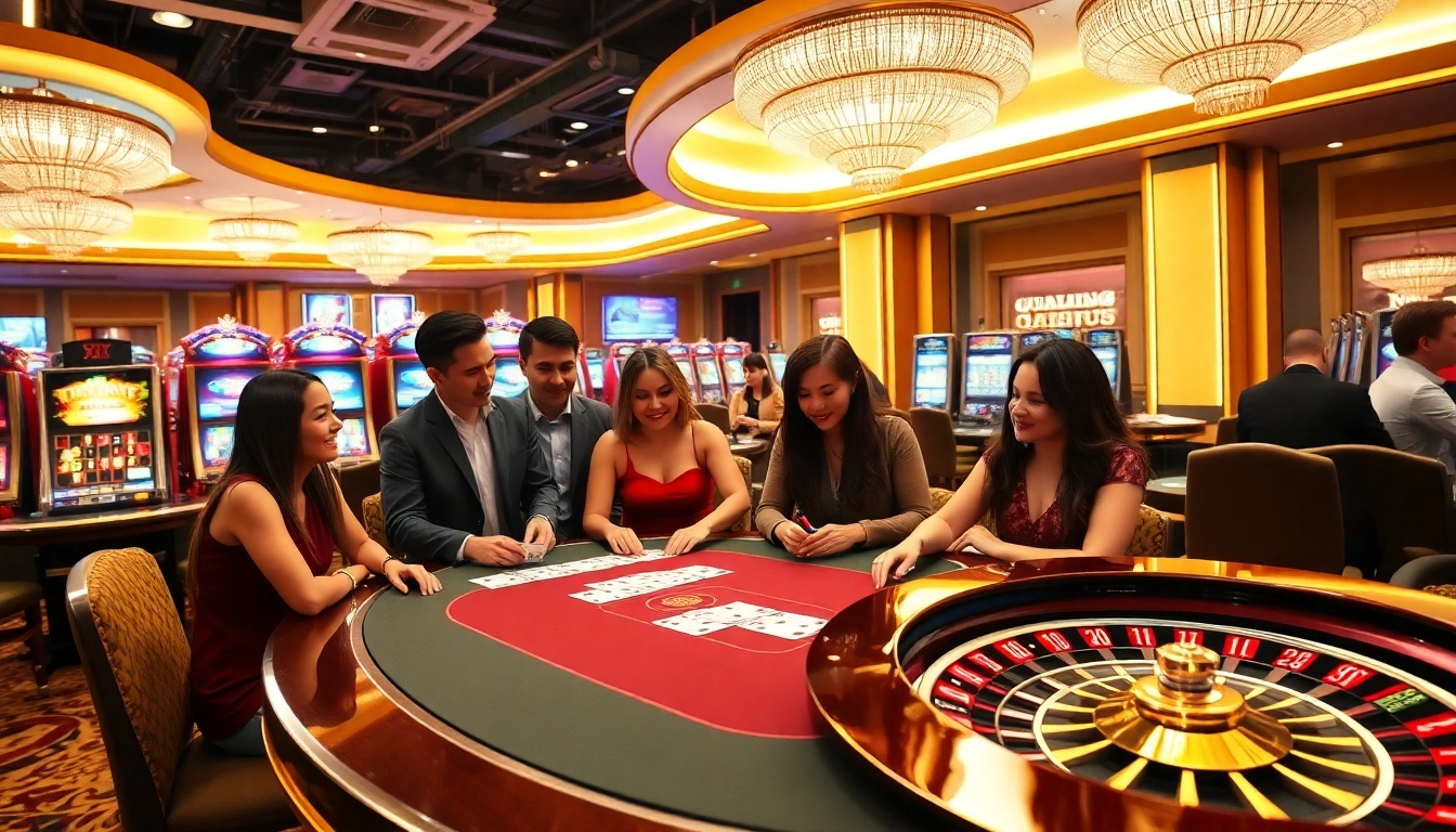 Experience the excitement of professional gambling at https://thabet1.net/ with vibrant casino elements and players engaged in action.