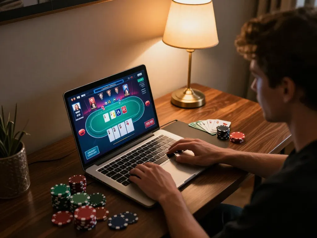 Hitclub player engaged in online poker with vibrant interface displayed