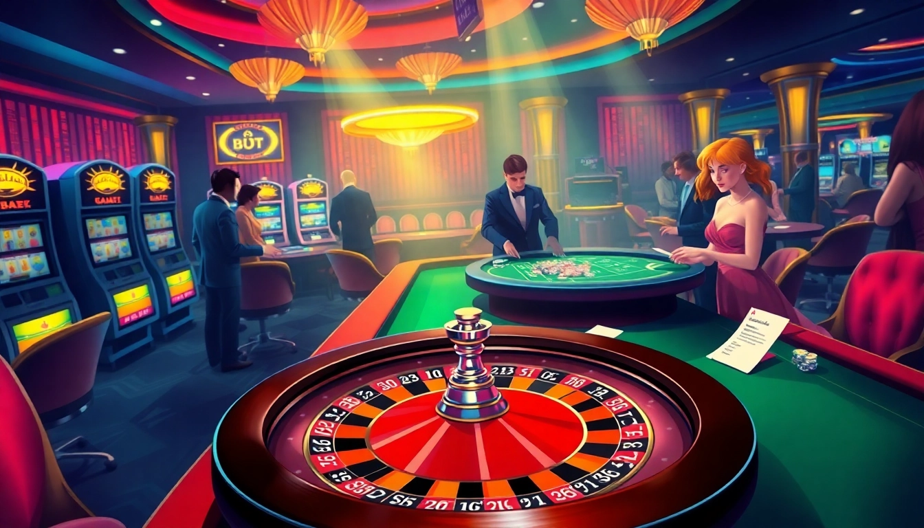 Xem phim while enjoying high-stakes gambling at a luxurious casino with roulette and slot machines
