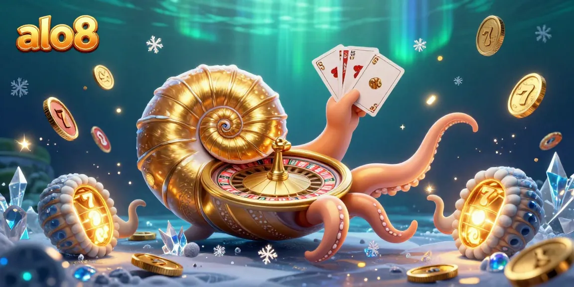Join the excitement at alo8 with a vibrant casino scene featuring a dynamic nautilus roulette wheel.