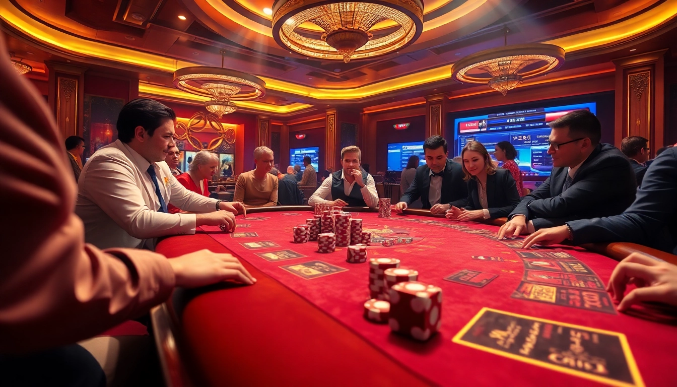 Engaging online casino gameplay at Hay88 com with vibrant poker chips and a dealer.