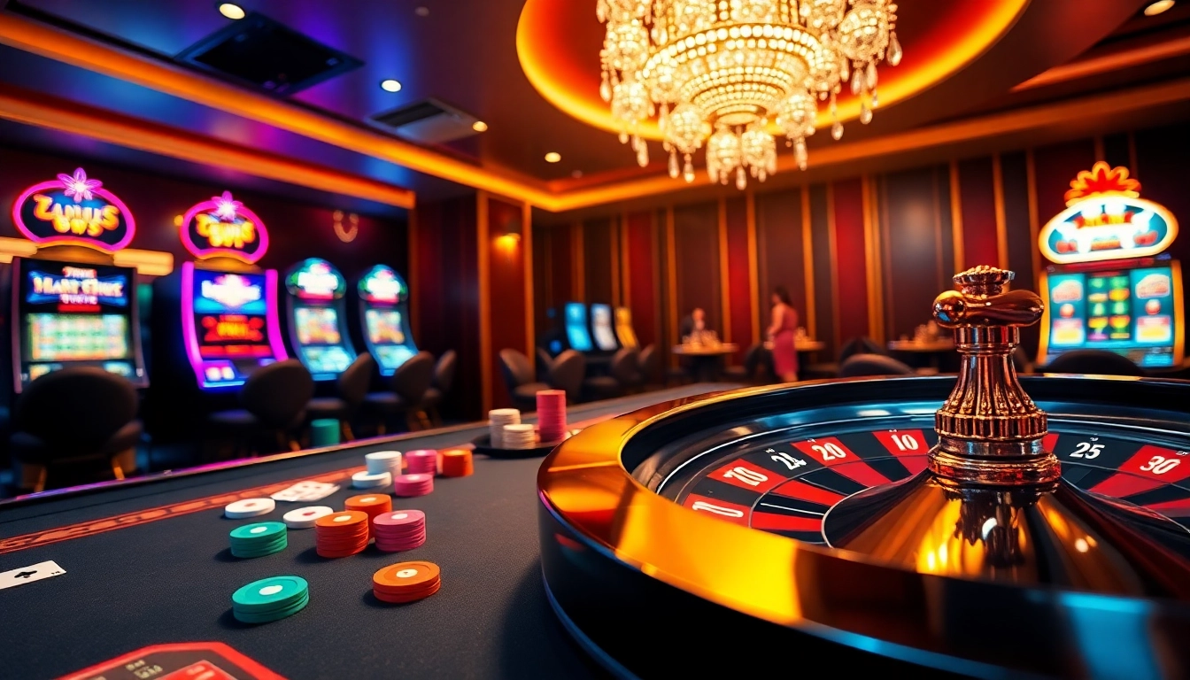 Players enjoying a vibrant gambling atmosphere at bong88 casino with cards and chips.