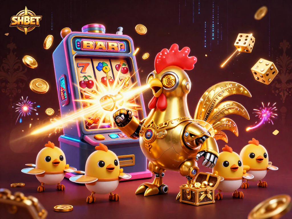 Engage in an exciting SHBET gaming experience with high-energy casino scenes and vibrant elements.