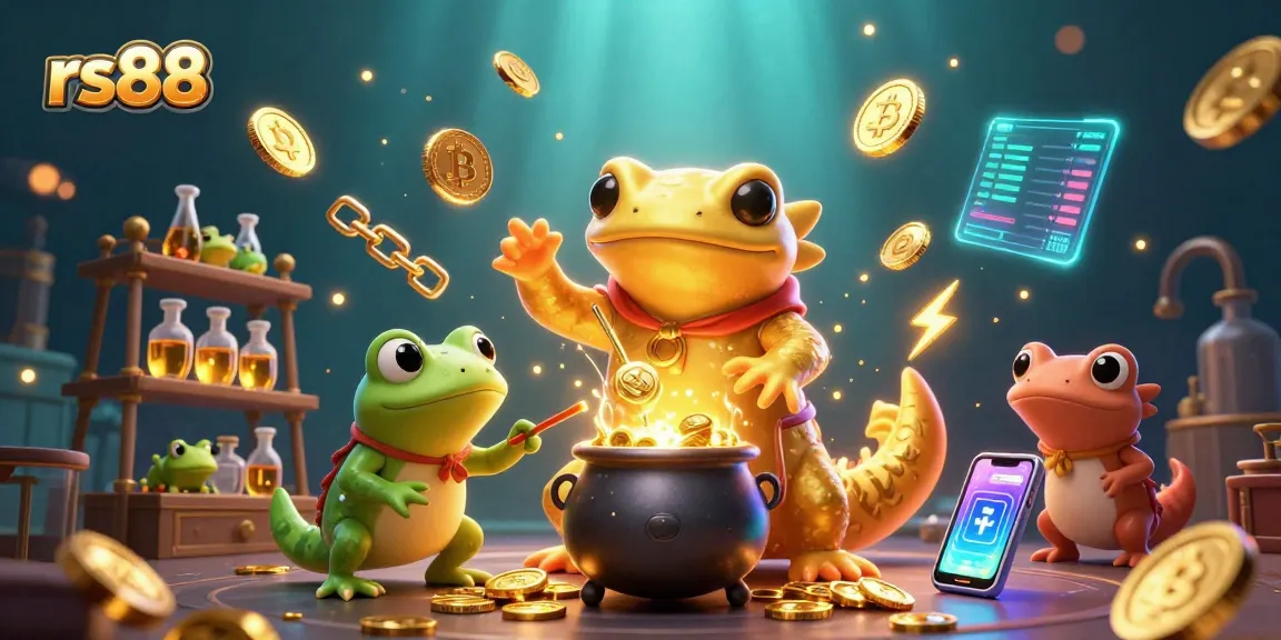 Engage with rs88 as the golden salamander creates gold coins in a magical casino-themed scene.