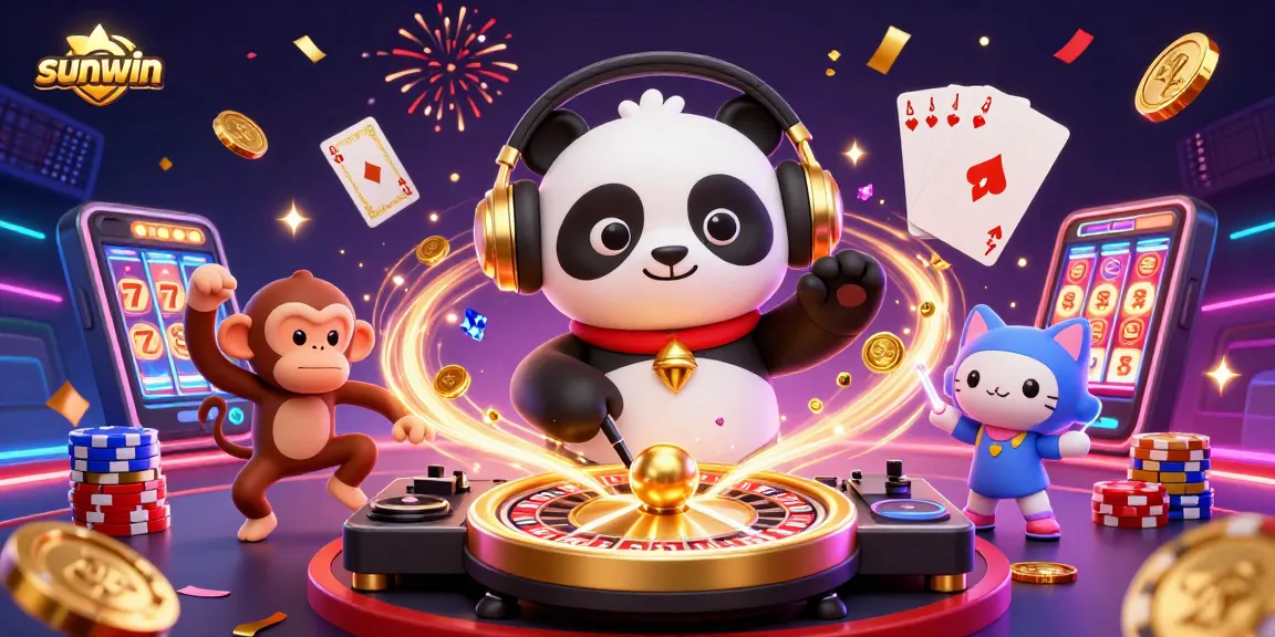 Experience the thrill of gaming at sunwin with DJ panda and friends in a vibrant casino scene.