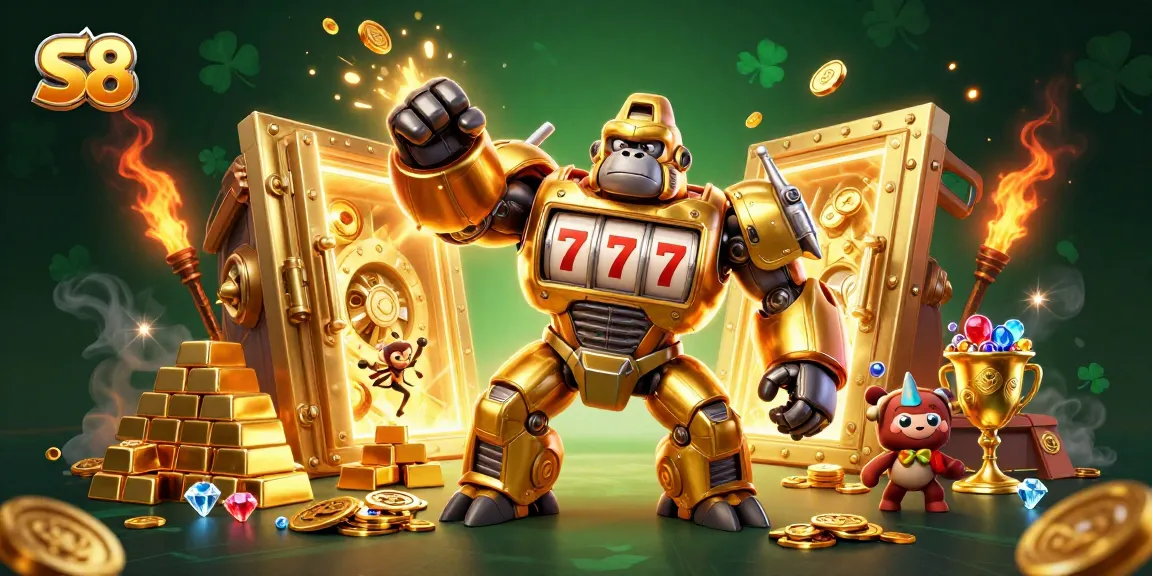 S8 offers thrilling gameplay with golden gorilla mech and treasure, highlighting winning chances