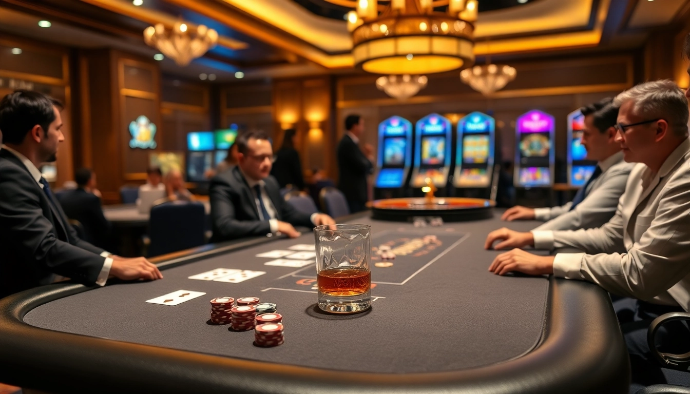 Exciting poker game at https://98wina8.com/ featuring vibrant chips and enthusiastic players.