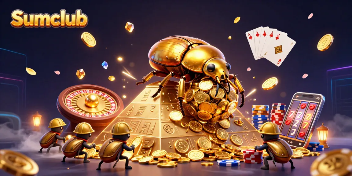 Engage in thrilling gameplay at Sumclub with golden coins cascading and vibrant symbols.
