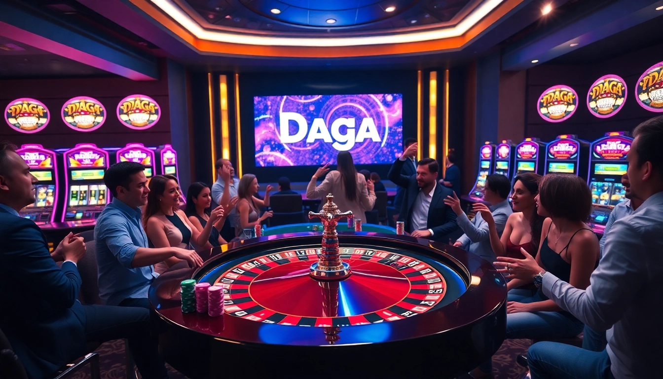 Players enjoying a thrilling roulette game at Daga's luxurious casino.