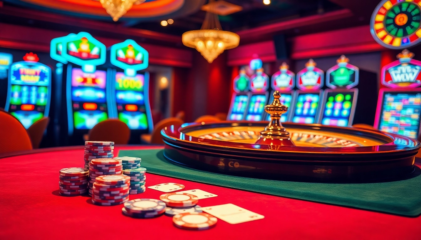 LC88 players enjoying a lively poker game at an upscale casino table with vibrant chips and cards.