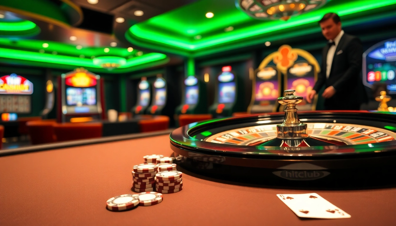 Hitclub players engaging with vibrant casino tables and dynamic gaming activities.