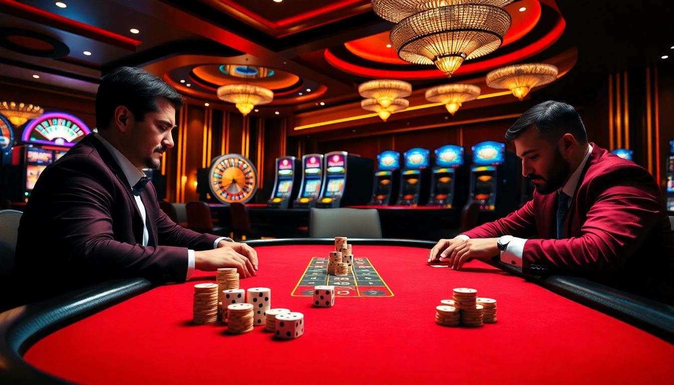 Experience the thrill of winning at kim88 with a vibrant casino scene featuring poker and roulette.