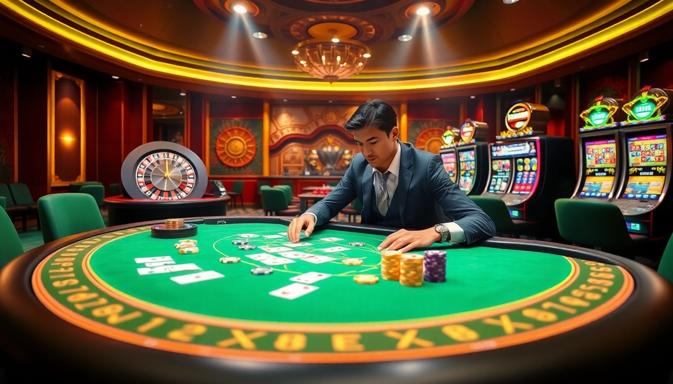 Experience high-stakes action at XX88's vibrant casino with roulette and poker gameplay.