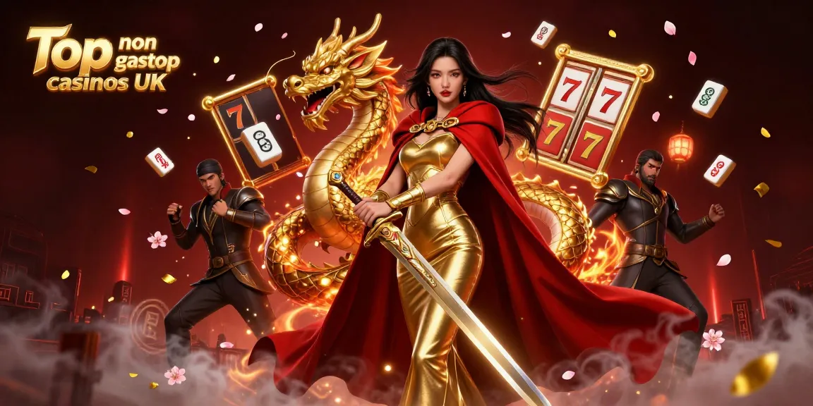 Engage with the Top non gamstop casinos UK illustration featuring vibrant casino action and exciting game elements.
