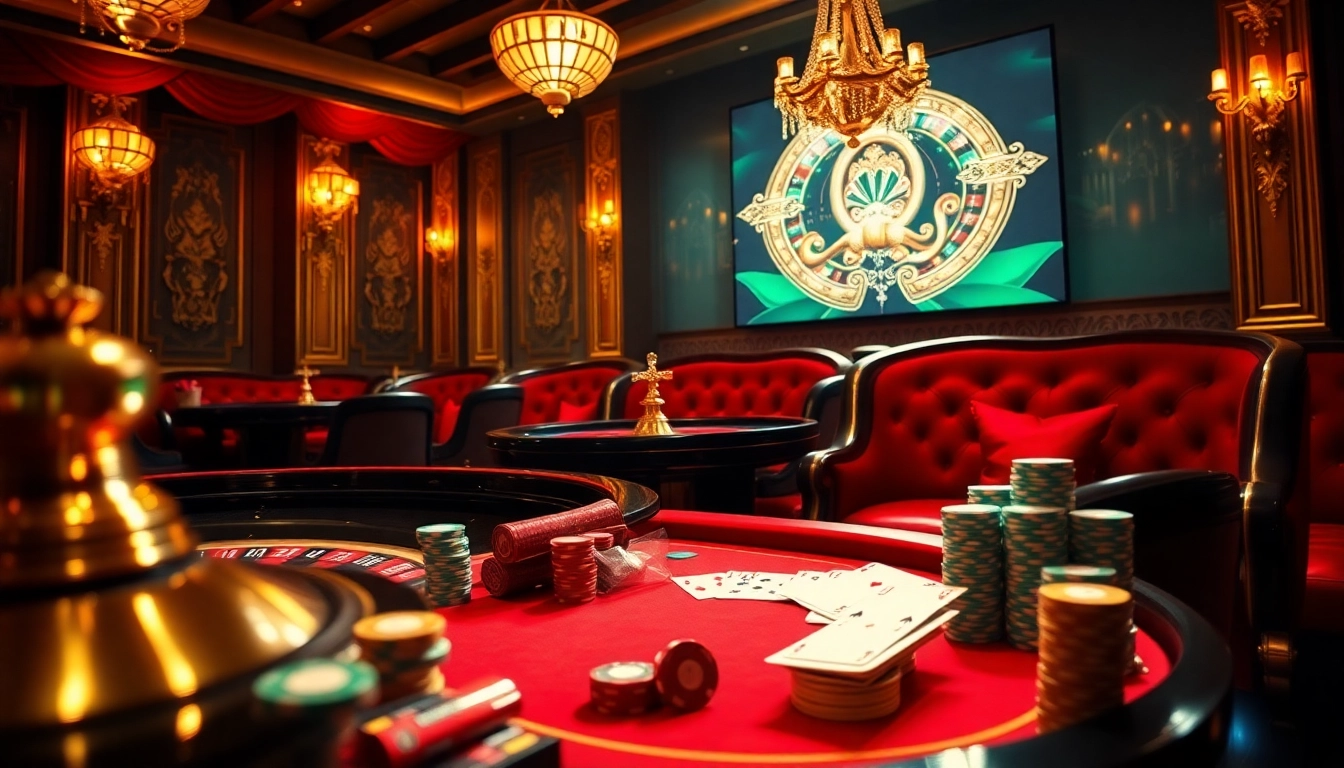 Experience the thrill of rồng bạch kim gambling with luxurious casino visuals, including poker elements.