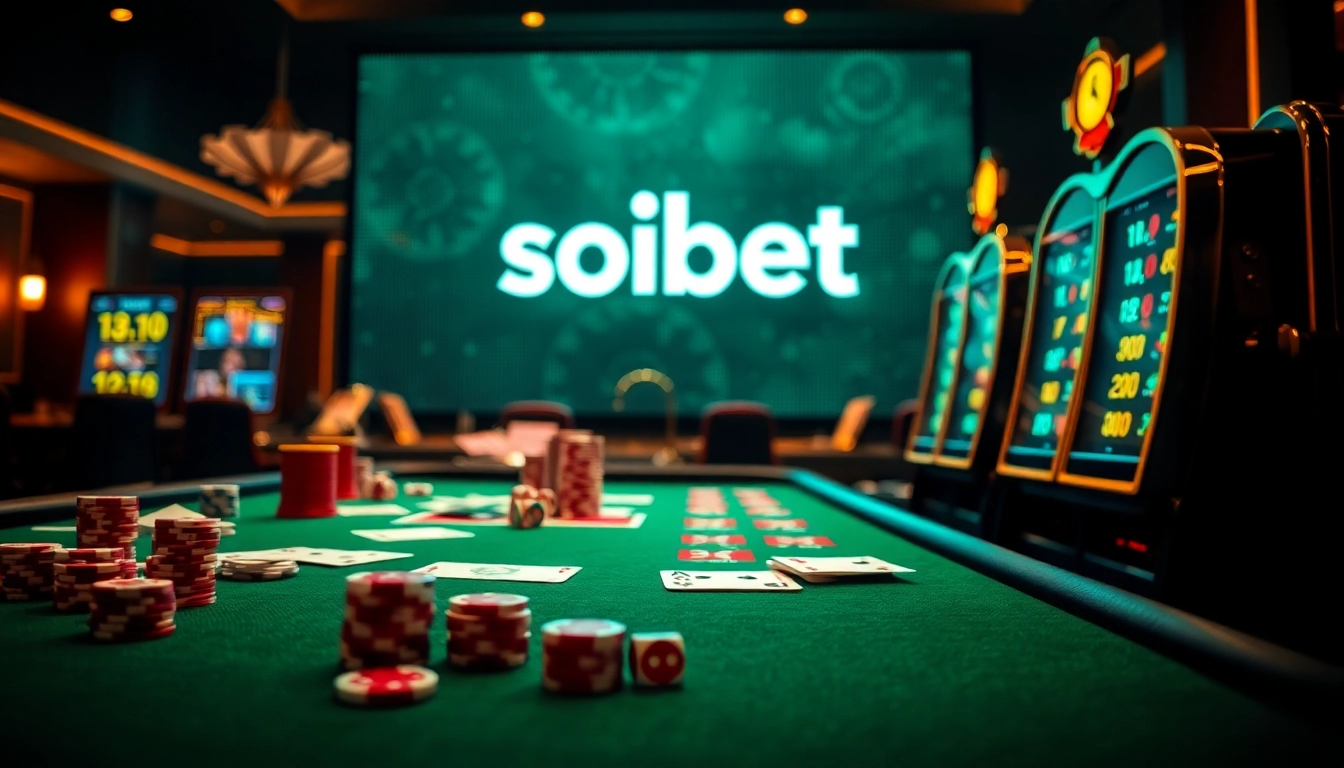 Engaging gambling scene featuring soibet ไทย, poker chips, and exciting casino games.