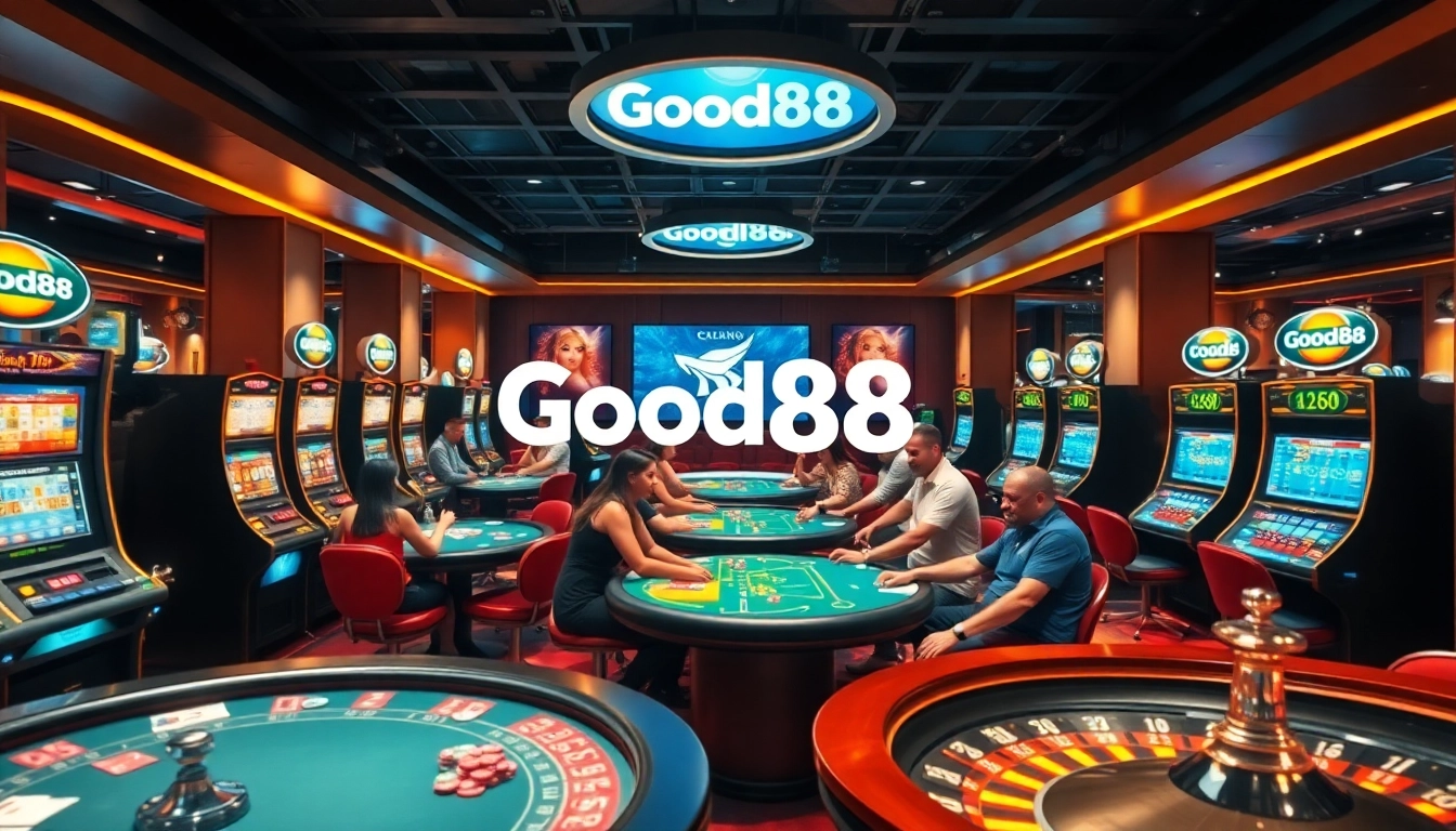 Good88 players enjoying high-stakes action at a vibrant online casino table.