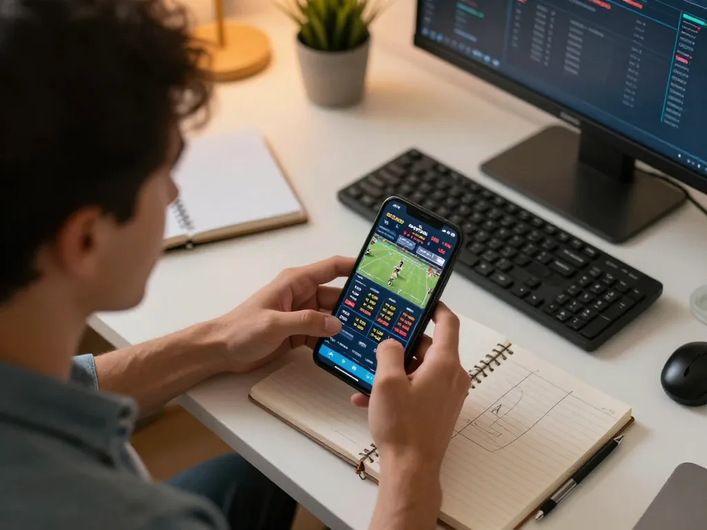 Engaging in live sports betting at home on abc999 platform with mobile odds display.