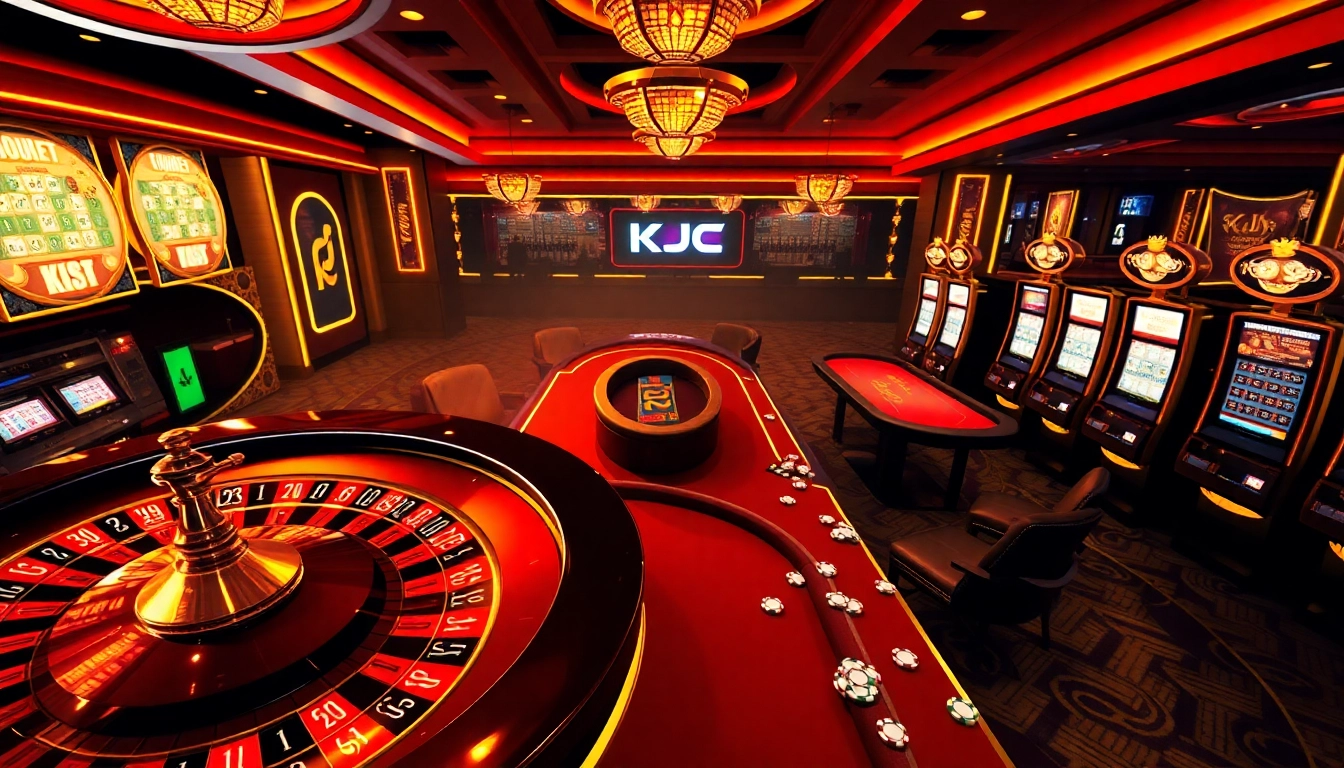KJC players enjoy thrilling casino games at vibrant roulette and poker tables.