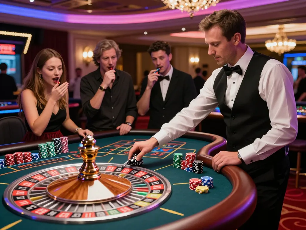 Players enjoying a roulette game at https://11win.nl/ with colorful chips and intense focus.